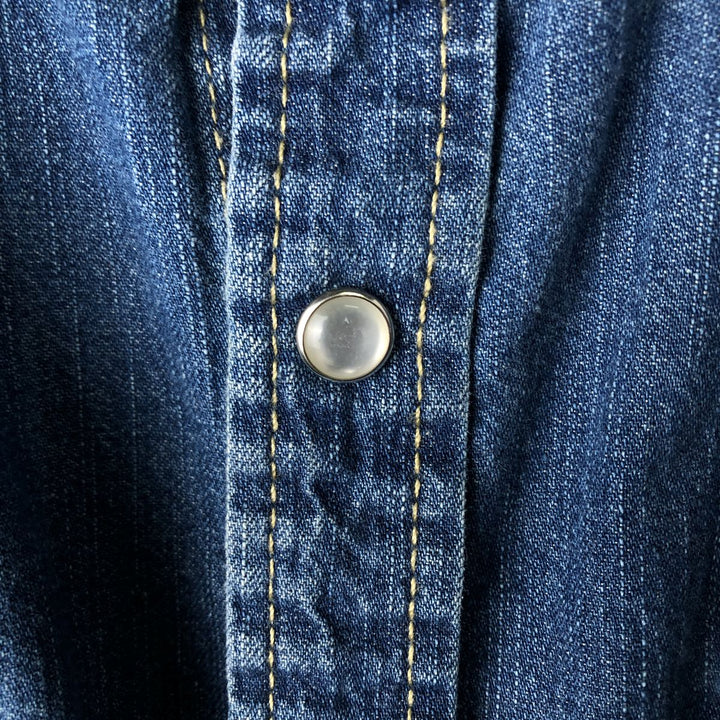 Levi's long-sleeved denim western shirt, men's size M equivalent, vintage. cotton blue type Vintage Second Hand