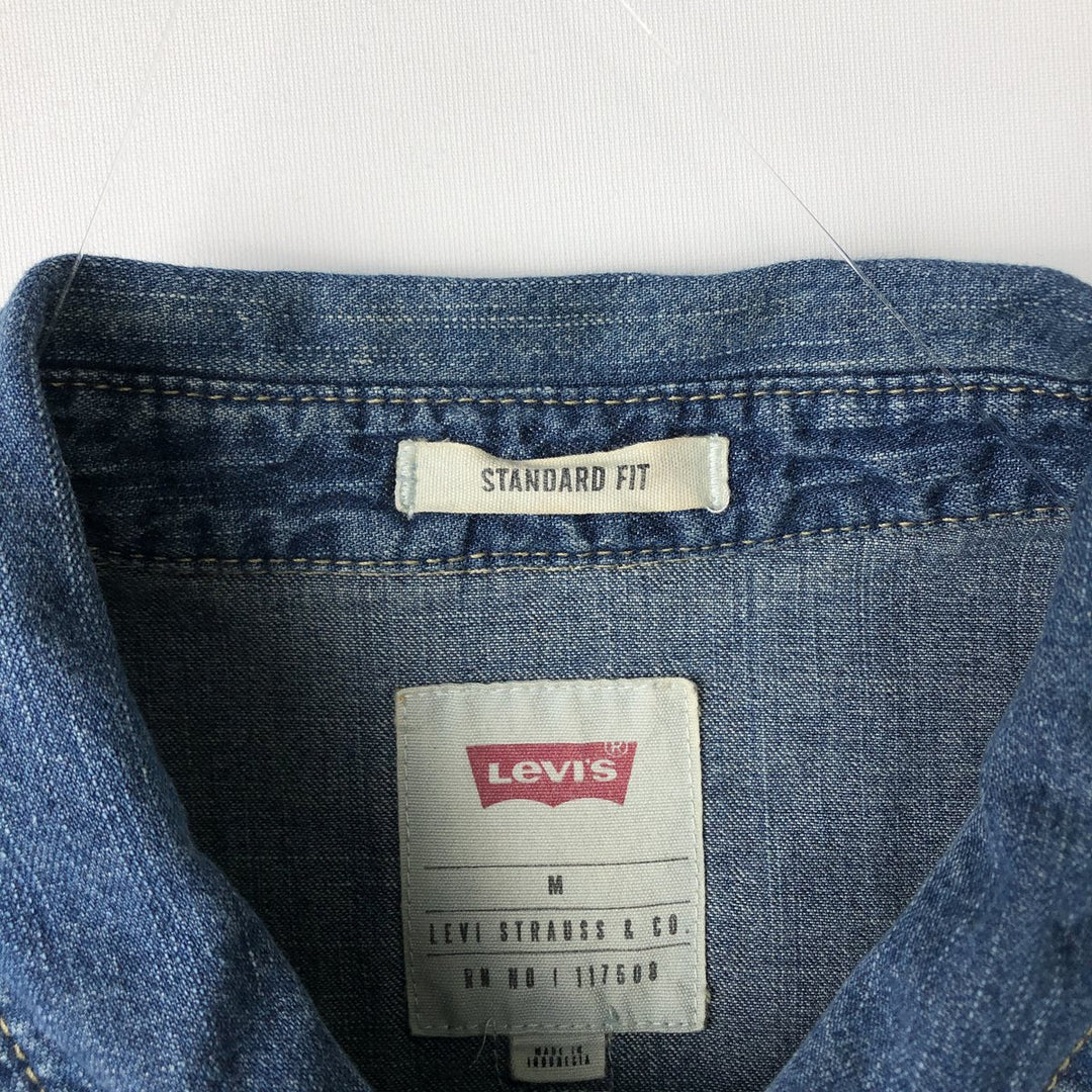 Levi's long-sleeved denim western shirt, men's size M equivalent, vintage. cotton blue type Vintage Second Hand