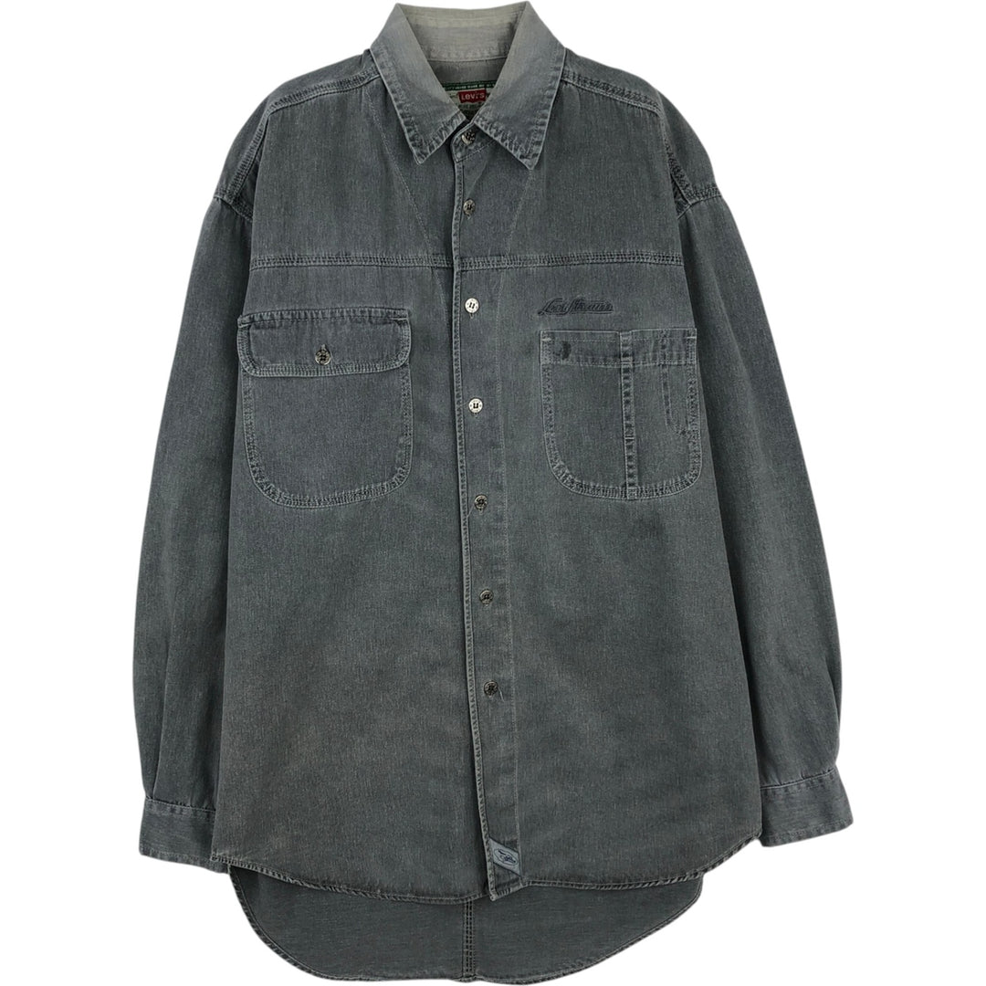 90'S Levi's Long-Sleeve Denim Western Shirt, Men's Size S (approx.), Vintage cotton gray type Vintage Second Hand