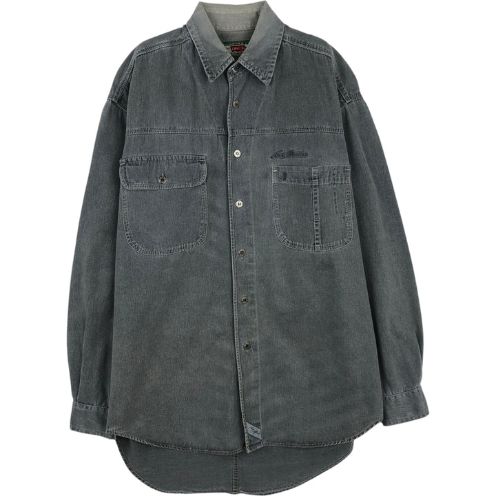 90'S Levi's Long-Sleeve Denim Western Shirt, Men's Size S (approx.), Vintage cotton gray type Vintage Second Hand
