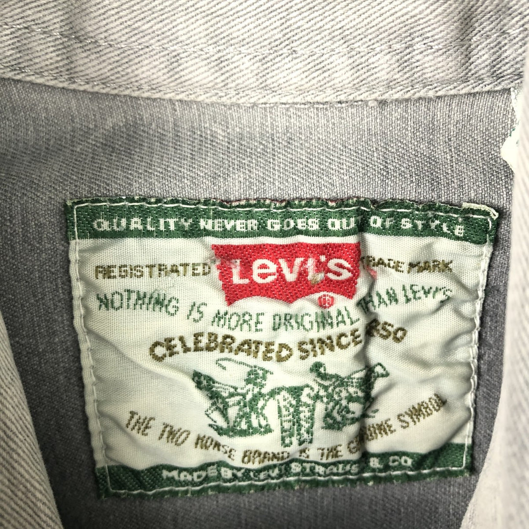 90'S Levi's Long-Sleeve Denim Western Shirt, Men's Size S (approx.), Vintage cotton gray type Vintage Second Hand
