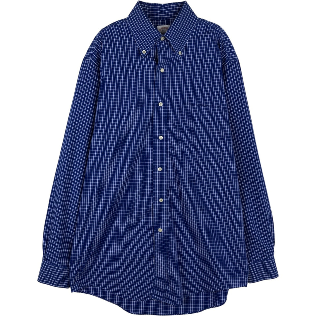 Brooks Brothers Est.1818 Long Sleeve Button-Down Check Shirt, Men's Size M cotton blue type Vintage Second Hand