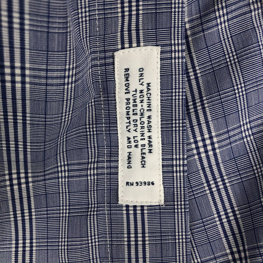 Brooks Brothers Est.1818 Check Pattern Long-Sleeve Cotton Shirt, Men's Size M (approx.) Pima Cotton Navy blue Vintage Second Hand