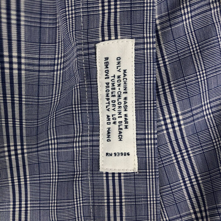 Brooks Brothers Est.1818 Check Pattern Long-Sleeve Cotton Shirt, Men's Size M (approx.) Pima Cotton Navy blue Vintage Second Hand