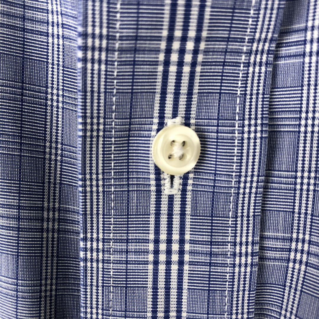 Brooks Brothers Est.1818 Check Pattern Long-Sleeve Cotton Shirt, Men's Size M (approx.) Pima Cotton Navy blue Vintage Second Hand