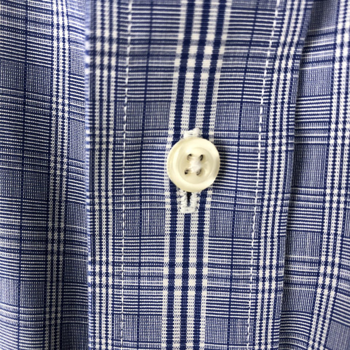 Brooks Brothers Est.1818 Check Pattern Long-Sleeve Cotton Shirt, Men's Size M (approx.) Pima Cotton Navy blue Vintage Second Hand