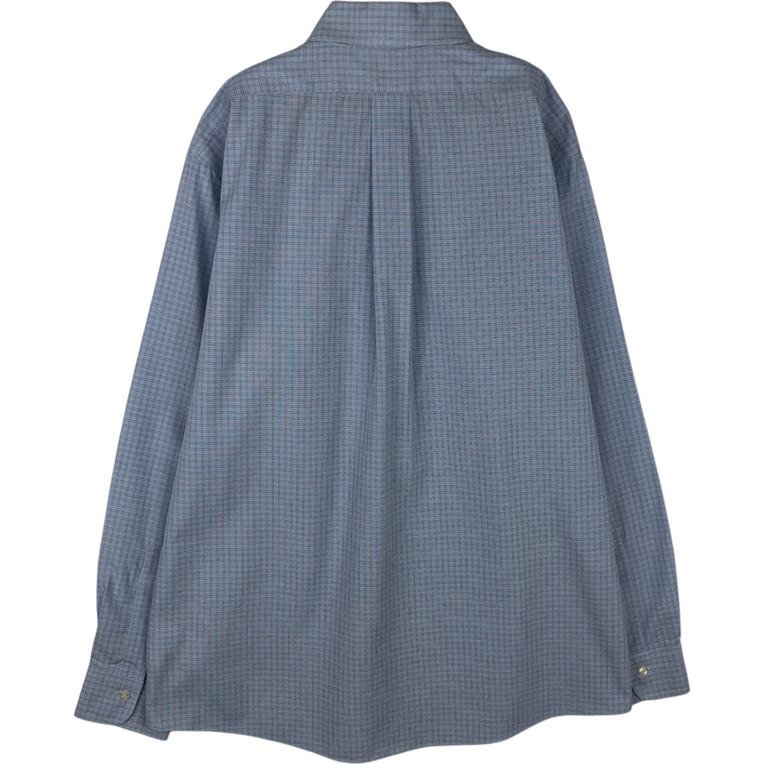 Brooks Brothers Est.1818 REGENT Long Sleeve Button-Down Check Shirt, Men's Size L Supima Cotton Blue type light blue Vintage Second Hand