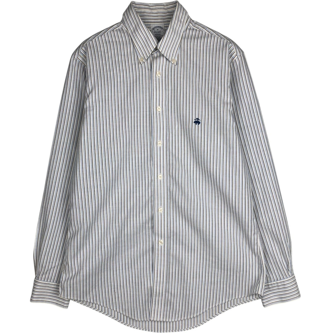 Brooks Brothers Est.1818 Long Sleeve Button-Down Striped Shirt, Men's M Size Supima Cotton Blue type light blue Vintage Second Hand
