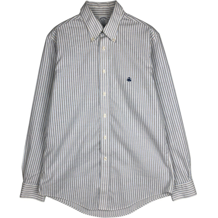 Brooks Brothers Est.1818 Long Sleeve Button-Down Striped Shirt, Men's M Size Supima Cotton Blue type light blue Vintage Second Hand