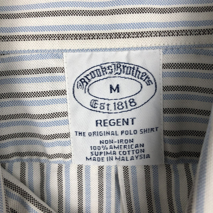 Brooks Brothers Est.1818 Long Sleeve Button-Down Striped Shirt, Men's M Size Supima Cotton Blue type light blue Vintage Second Hand