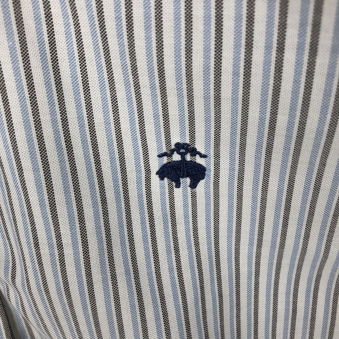 Brooks Brothers Est.1818 Long Sleeve Button-Down Striped Shirt, Men's M Size Supima Cotton Blue type light blue Vintage Second Hand