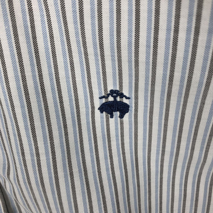 Brooks Brothers Est.1818 Long Sleeve Button-Down Striped Shirt, Men's M Size Supima Cotton Blue type light blue Vintage Second Hand