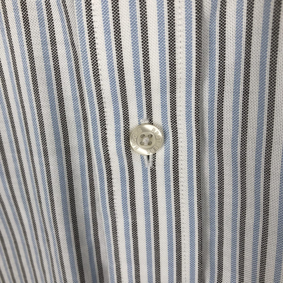 Brooks Brothers Est.1818 Long Sleeve Button-Down Striped Shirt, Men's M Size Supima Cotton Blue type light blue Vintage Second Hand