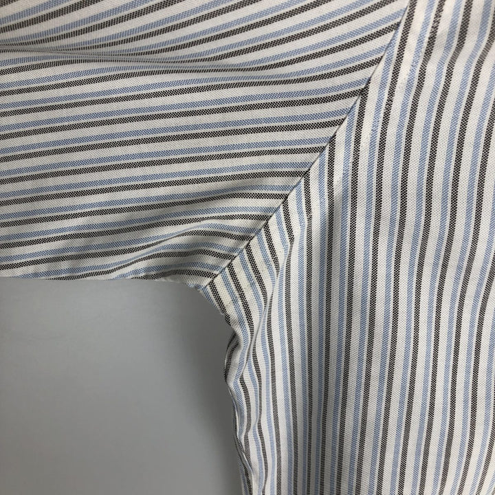 Brooks Brothers Est.1818 Long Sleeve Button-Down Striped Shirt, Men's M Size Supima Cotton Blue type light blue Vintage Second Hand