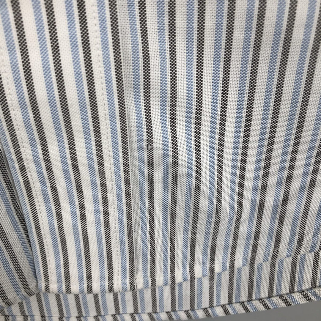 Brooks Brothers Est.1818 Long Sleeve Button-Down Striped Shirt, Men's M Size Supima Cotton Blue type light blue Vintage Second Hand