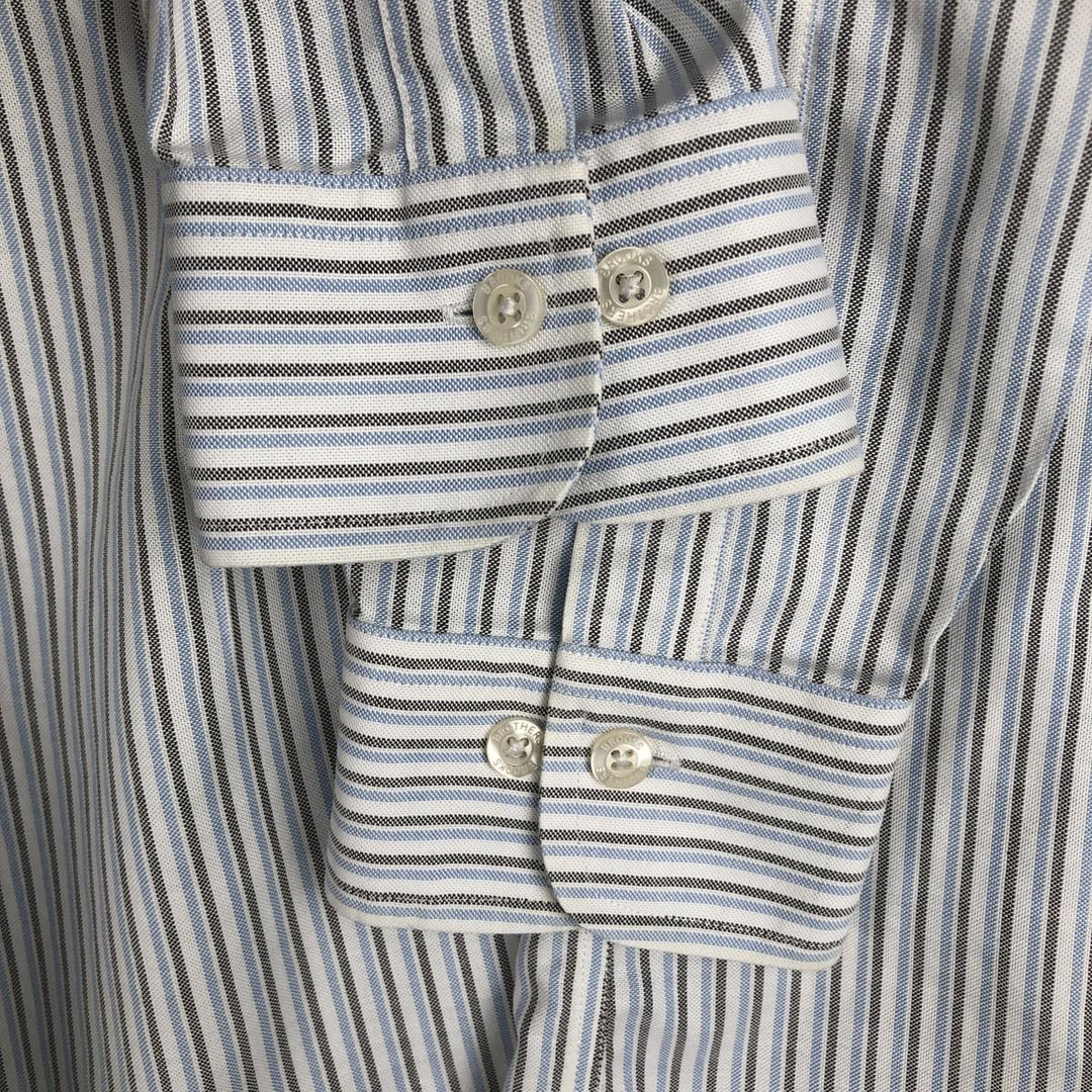 Brooks Brothers Est.1818 Long Sleeve Button-Down Striped Shirt, Men's M Size Supima Cotton Blue type light blue Vintage Second Hand