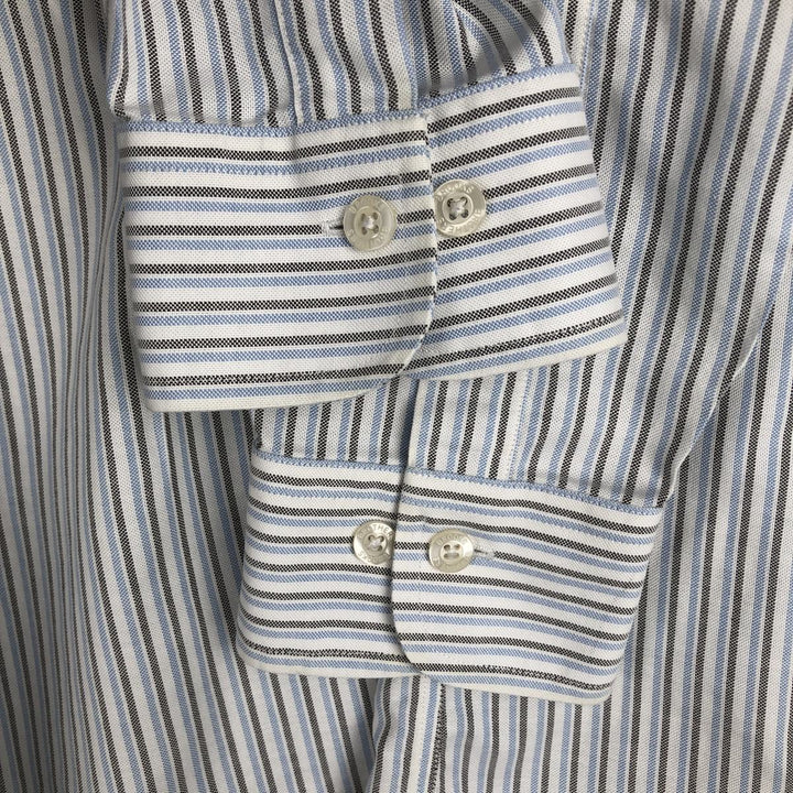Brooks Brothers Est.1818 Long Sleeve Button-Down Striped Shirt, Men's M Size Supima Cotton Blue type light blue Vintage Second Hand