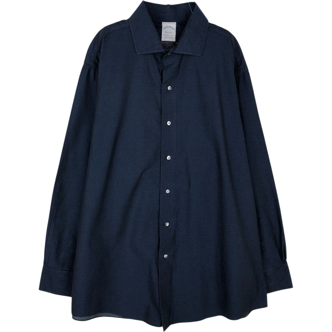 Brooks Brothers Est.1818 REGENT FIT Dot Pattern Wide Collar Long Sleeve Cotton Shirt (Men's XL equivalent) cotton navy blue type Vintage Second Hand