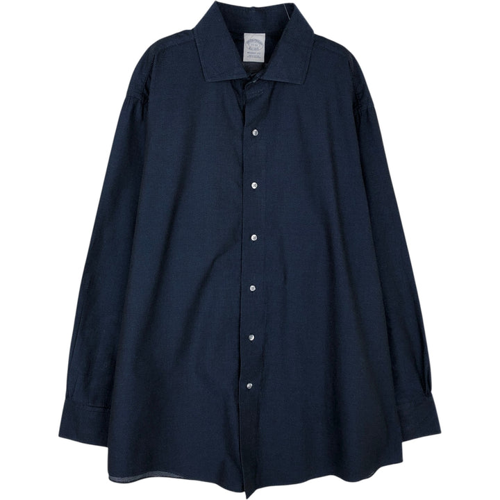 Brooks Brothers Est.1818 REGENT FIT Dot Pattern Wide Collar Long Sleeve Cotton Shirt (Men's XL equivalent) cotton navy blue type Vintage Second Hand