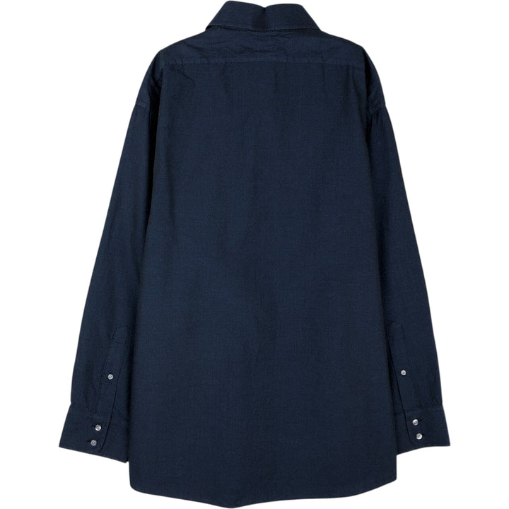 Brooks Brothers Est.1818 REGENT FIT Dot Pattern Wide Collar Long Sleeve Cotton Shirt (Men's XL equivalent) cotton navy blue type Vintage Second Hand