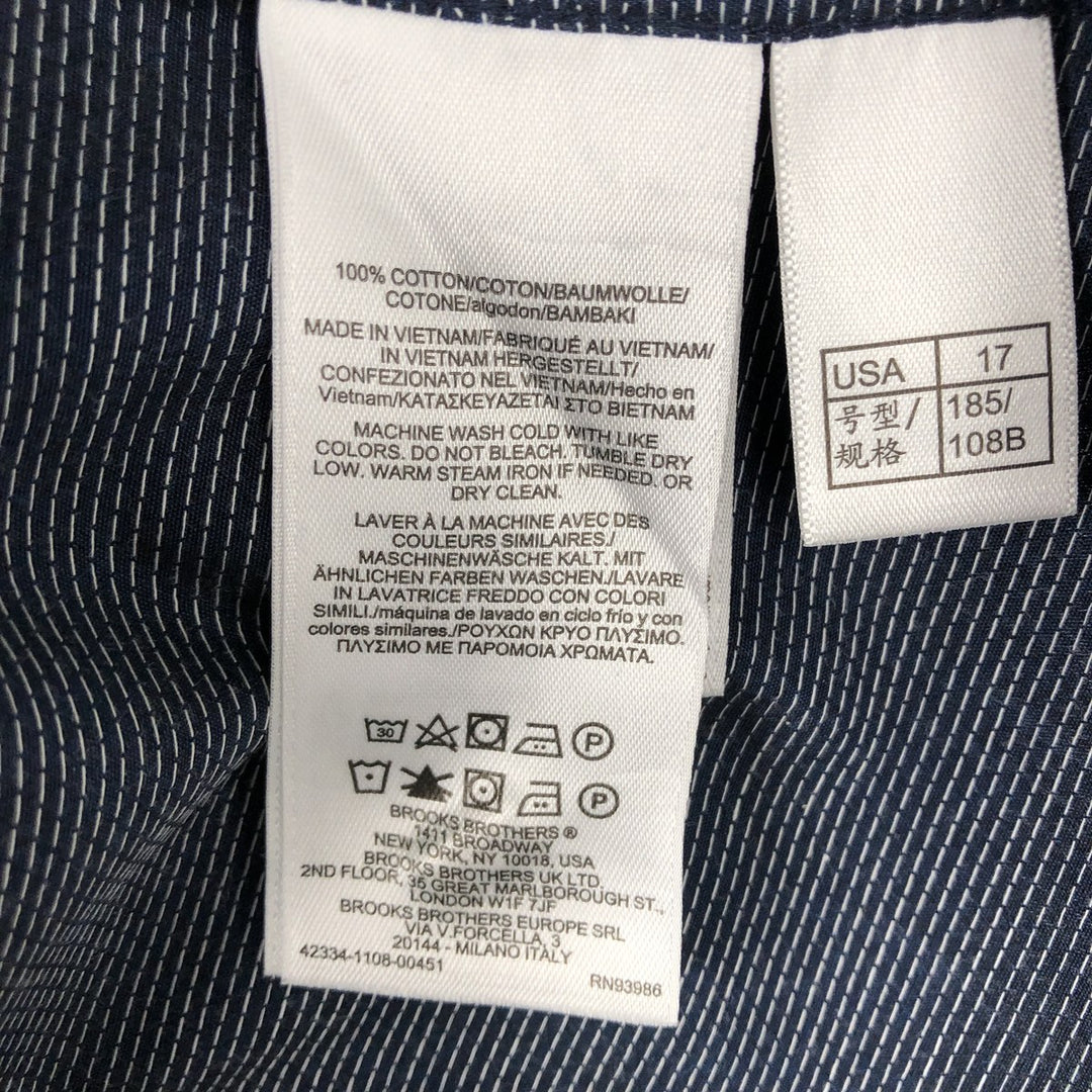 Brooks Brothers Est.1818 REGENT FIT Dot Pattern Wide Collar Long Sleeve Cotton Shirt (Men's XL equivalent) cotton navy blue type Vintage Second Hand