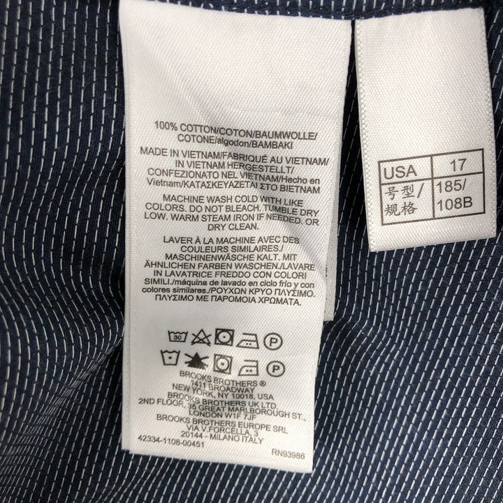 Brooks Brothers Est.1818 REGENT FIT Dot Pattern Wide Collar Long Sleeve Cotton Shirt (Men's XL equivalent) cotton navy blue type Vintage Second Hand