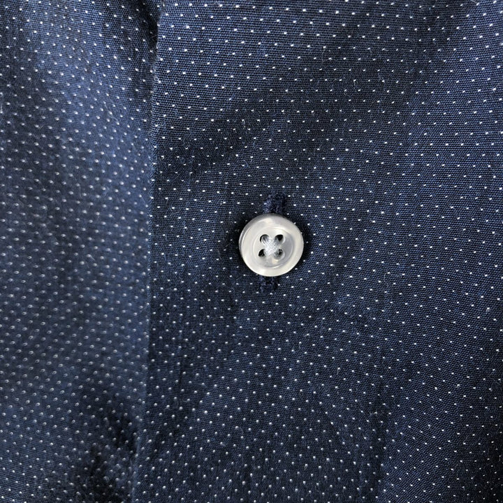 Brooks Brothers Est.1818 REGENT FIT Dot Pattern Wide Collar Long Sleeve Cotton Shirt (Men's XL equivalent) cotton navy blue type Vintage Second Hand