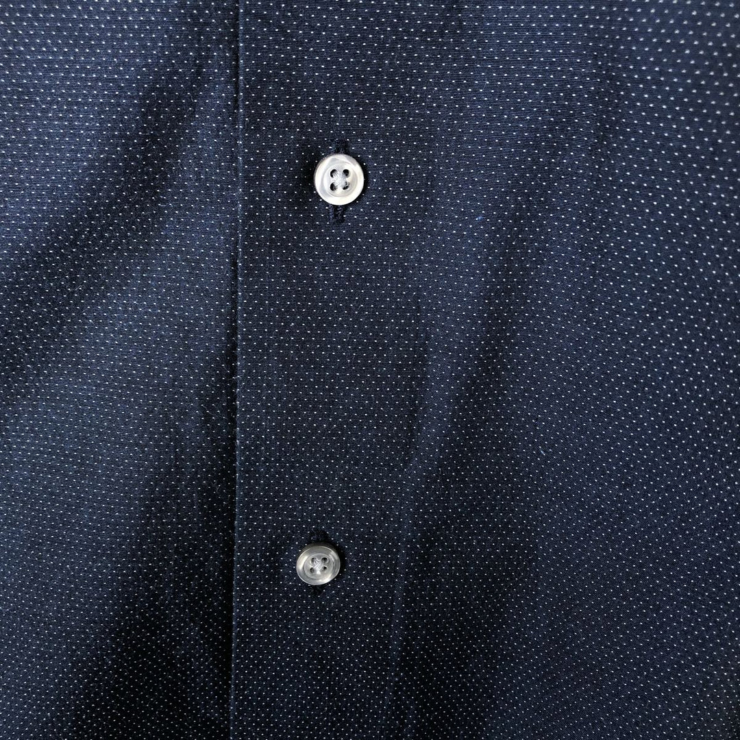 Brooks Brothers Est.1818 REGENT FIT Dot Pattern Wide Collar Long Sleeve Cotton Shirt (Men's XL equivalent) cotton navy blue type Vintage Second Hand