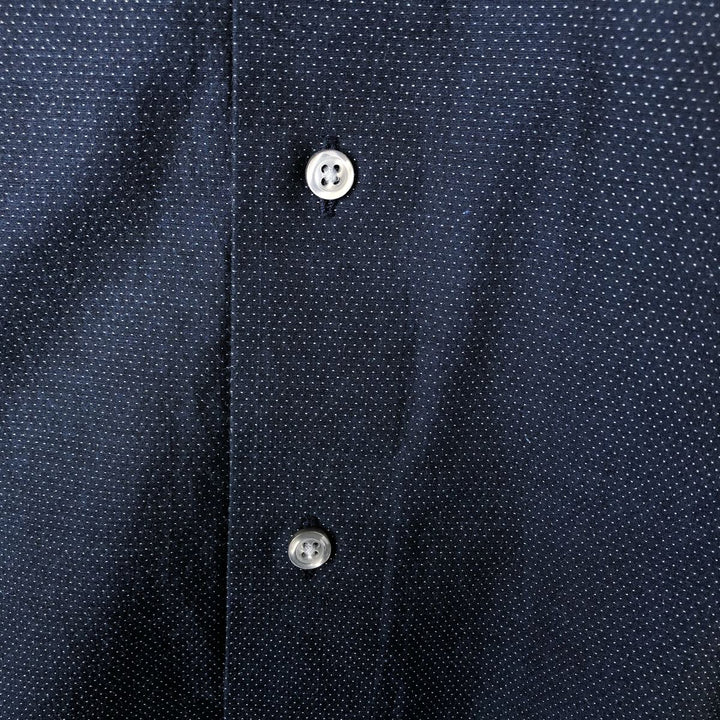 Brooks Brothers Est.1818 REGENT FIT Dot Pattern Wide Collar Long Sleeve Cotton Shirt (Men's XL equivalent) cotton navy blue type Vintage Second Hand