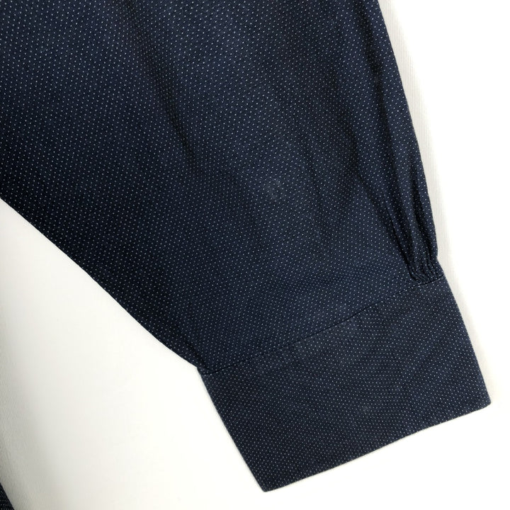 Brooks Brothers Est.1818 REGENT FIT Dot Pattern Wide Collar Long Sleeve Cotton Shirt (Men's XL equivalent) cotton navy blue type Vintage Second Hand
