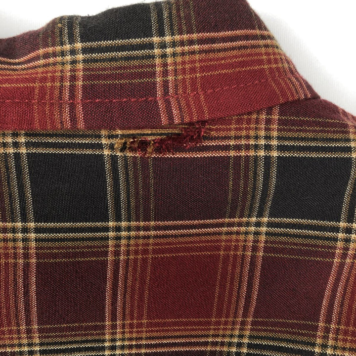 90s-00'S Calvin Klein Jeans Check Pattern Long-Sleeve Viscose Shirt, Men's Size M (approx.) Viscose red type Vintage Second Hand