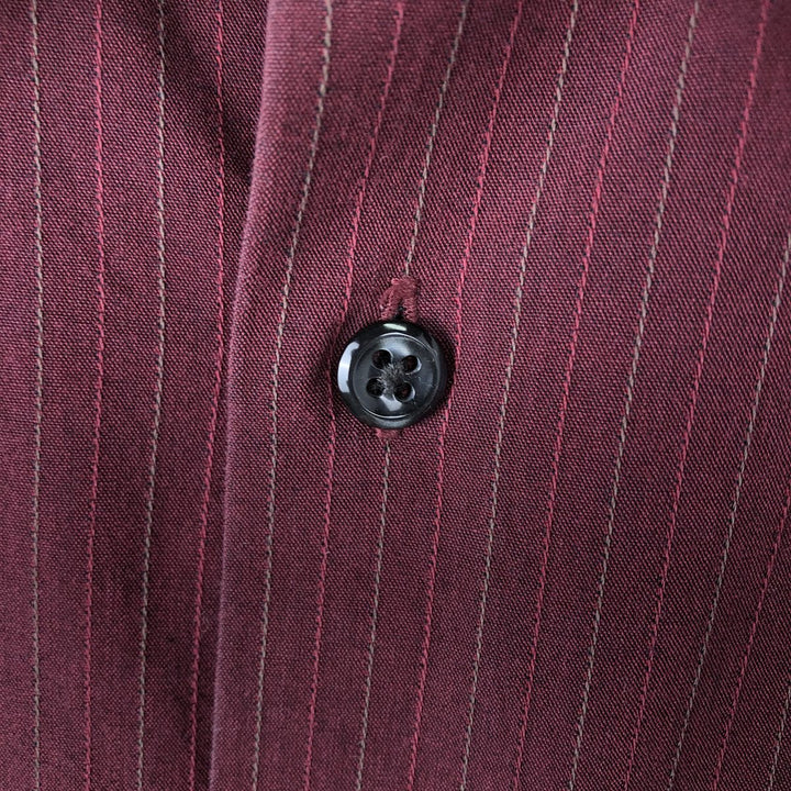 90s-00'S Calvin Klein long-sleeved cotton striped shirt, men's size XL. cotton wine-red Vintage Second Hand