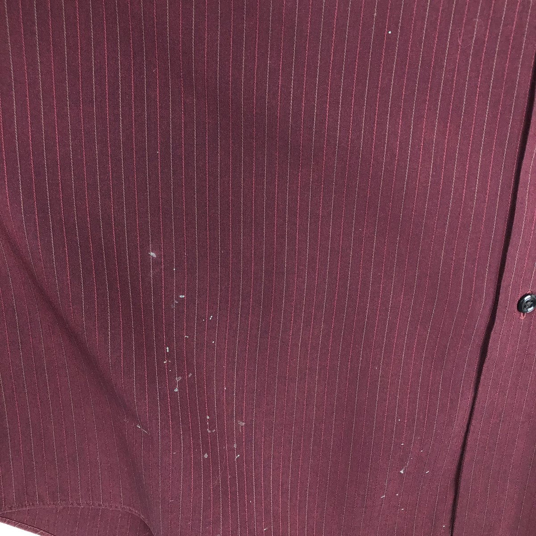90s-00'S Calvin Klein long-sleeved cotton striped shirt, men's size XL. cotton wine-red Vintage Second Hand
