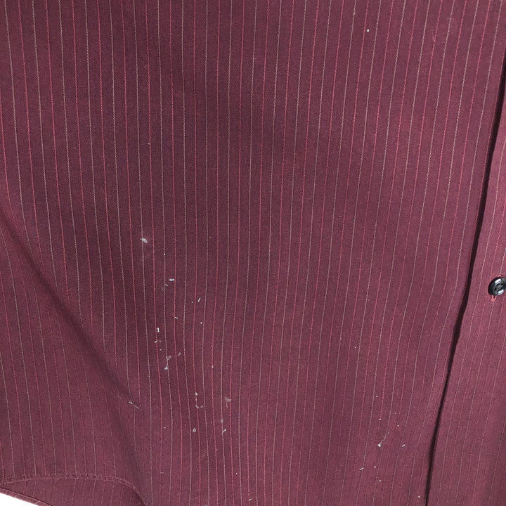 90s-00'S Calvin Klein long-sleeved cotton striped shirt, men's size XL. cotton wine-red Vintage Second Hand