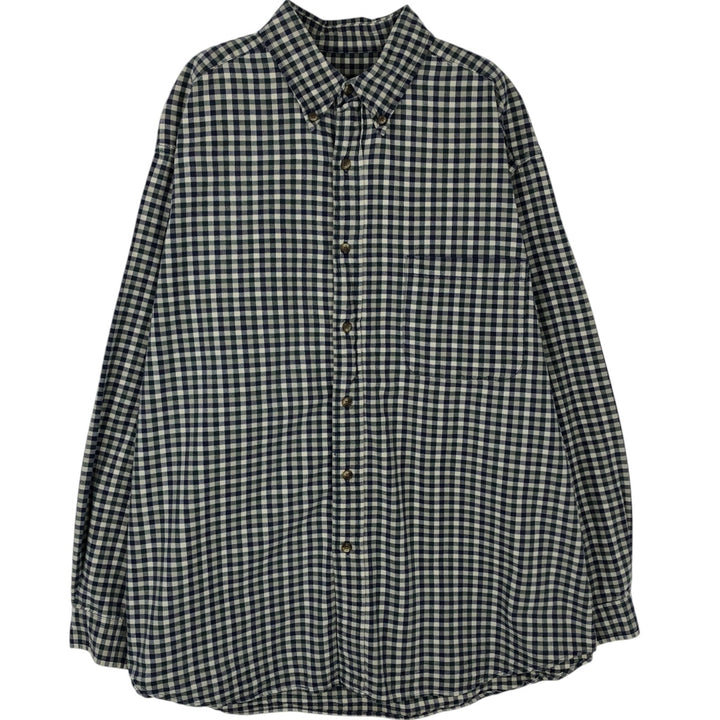 Eddie Bauer Long Sleeve Button-Down Check Shirt, Men's Size L cotton navy blue type Vintage Second Hand