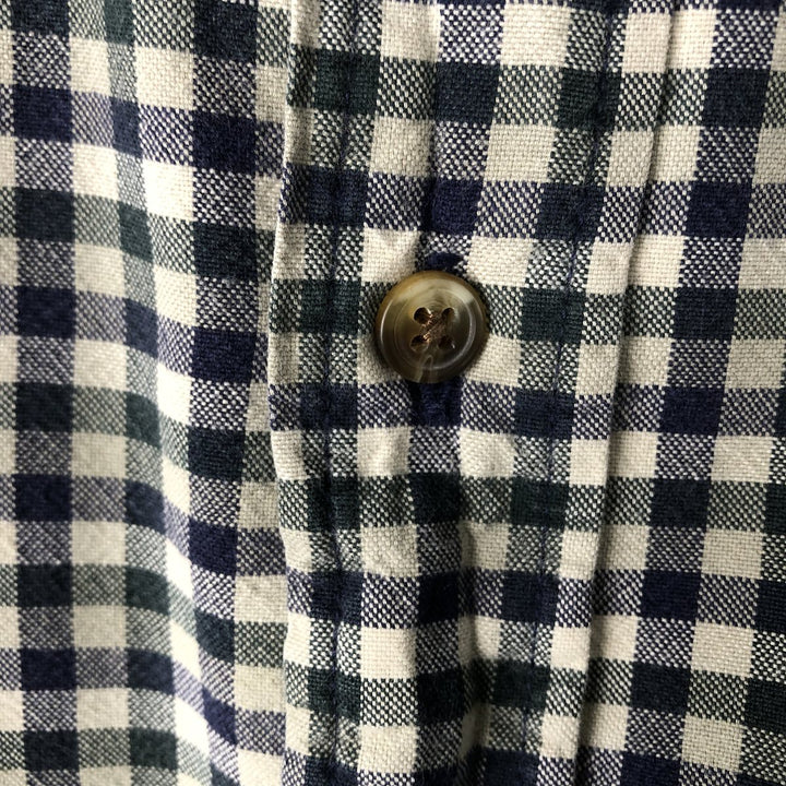 Eddie Bauer Long Sleeve Button-Down Check Shirt, Men's Size L cotton navy blue type Vintage Second Hand