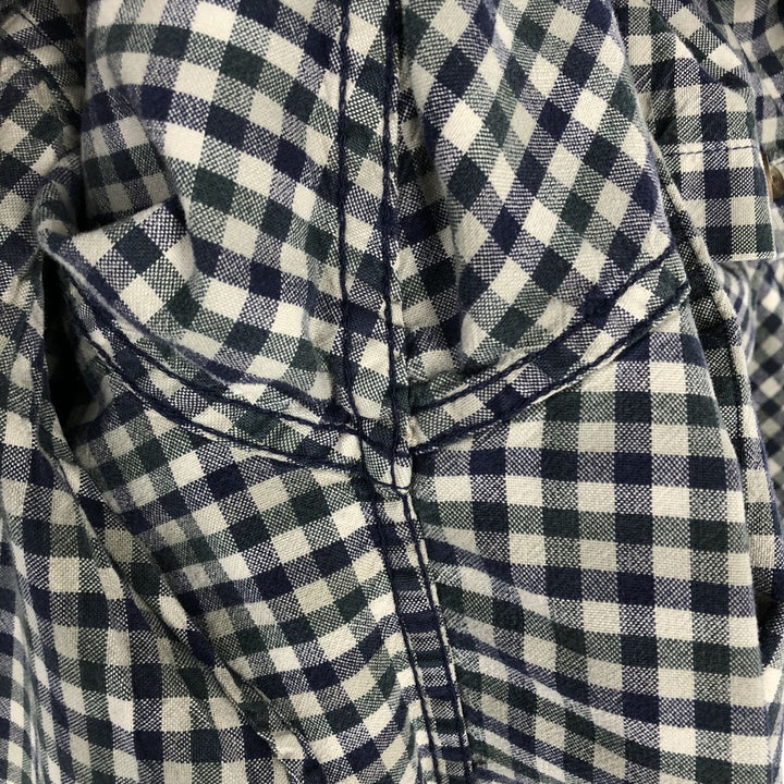 Eddie Bauer Long Sleeve Button-Down Check Shirt, Men's Size L cotton navy blue type Vintage Second Hand