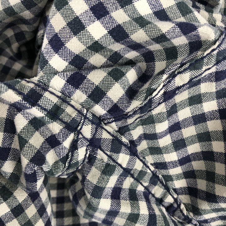 Eddie Bauer Long Sleeve Button-Down Check Shirt, Men's Size L cotton navy blue type Vintage Second Hand