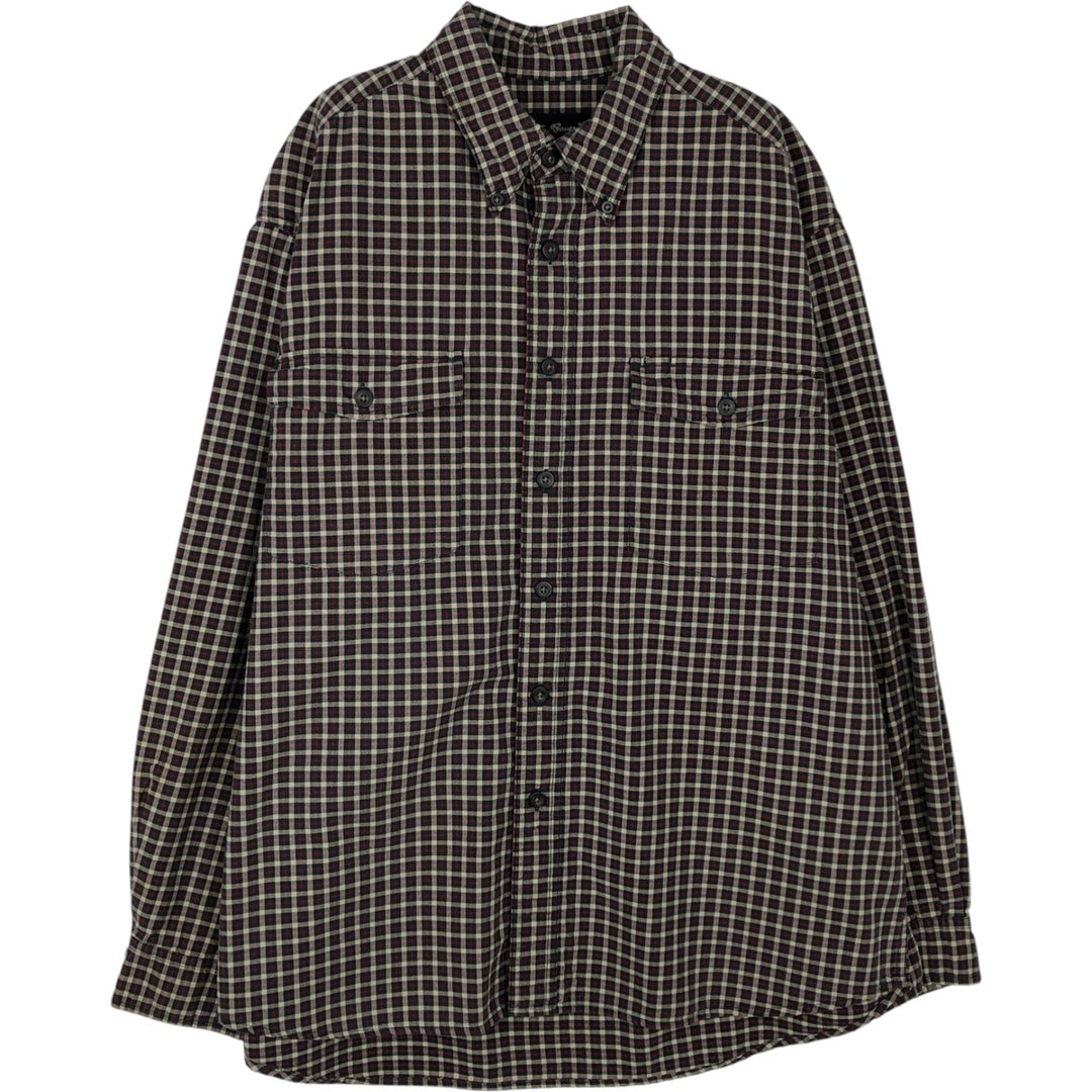 Eddie Bauer Long Sleeve Button-Down Check Shirt, Men's Size L cotton red type Vintage Second Hand