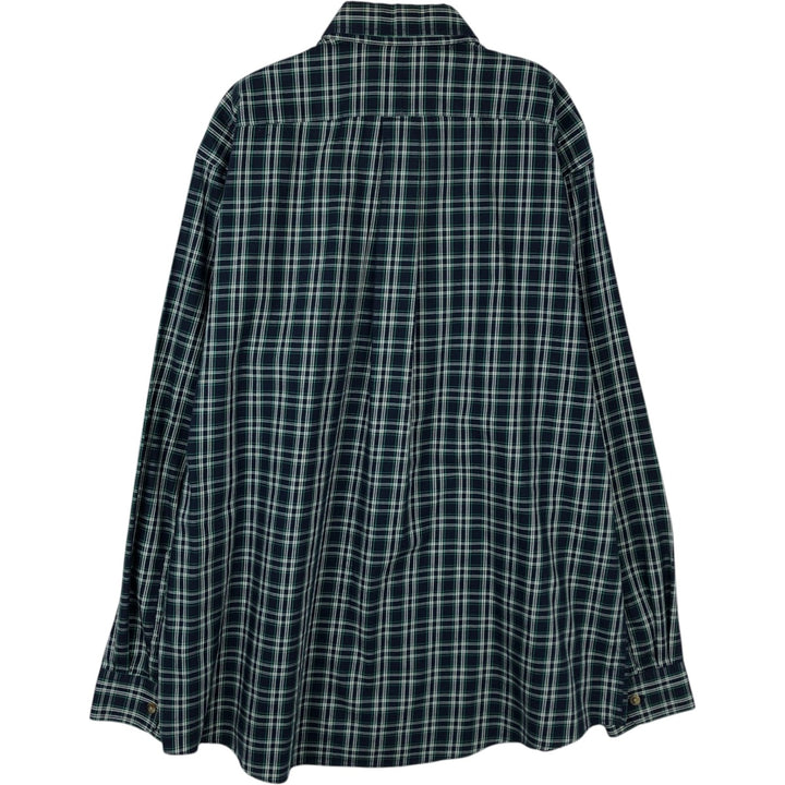 90s-00'S LLBean Long-Sleeve Button-Down Check Shirt, Men's Size L (approx.) cotton navy blue type Vintage Second Hand