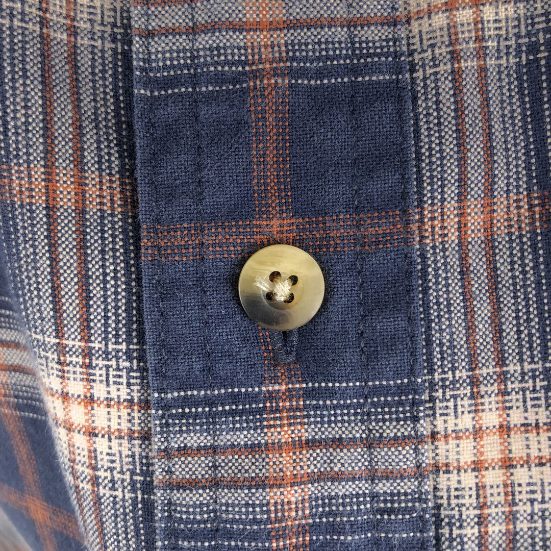 90s-00'S LLBean Long-Sleeve Cotton Check Shirt, Men's Size XL (approx.) cotton navy blue type Vintage Second Hand