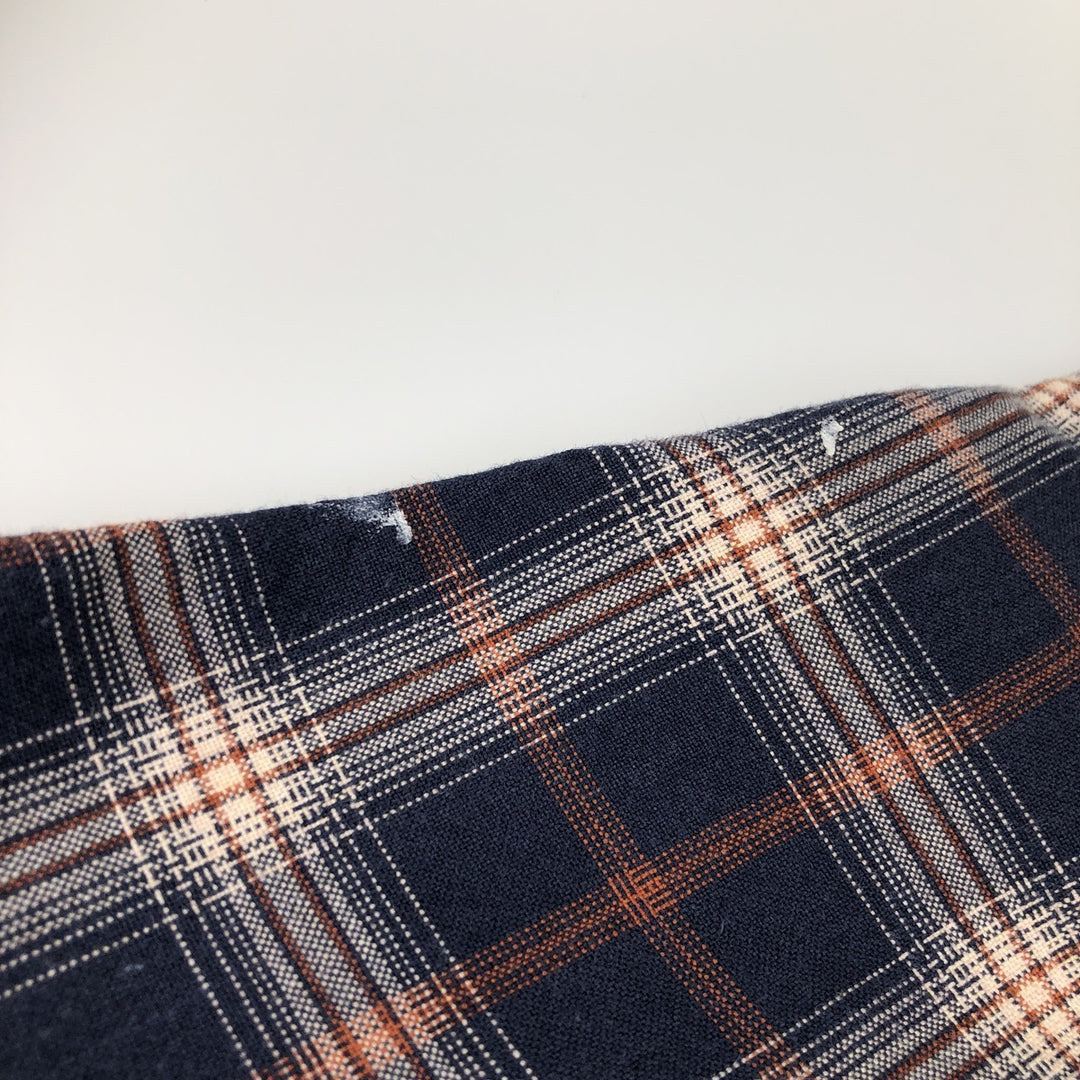 90s-00'S LLBean Long-Sleeve Cotton Check Shirt, Men's Size XL (approx.) cotton navy blue type Vintage Second Hand