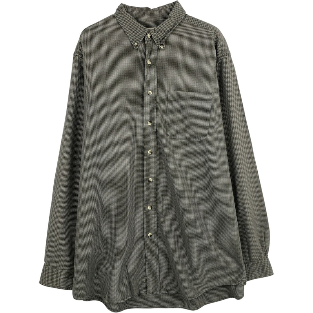 90s-00'S LLBean Long-Sleeve Button-Down Check Shirt, Men's Size L (approx.) cotton green type Vintage Second Hand