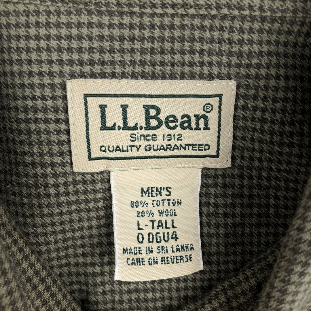 90s-00'S LLBean Long-Sleeve Button-Down Check Shirt, Men's Size L (approx.) cotton green type Vintage Second Hand