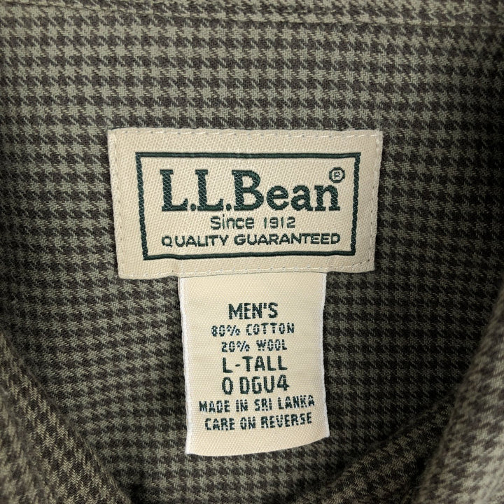 90s-00'S LLBean Long-Sleeve Button-Down Check Shirt, Men's Size L (approx.) cotton green type Vintage Second Hand