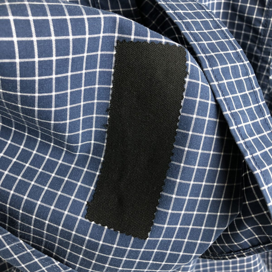 LLBean Long Sleeve Button-Down Check Shirt, Men's Size XL cotton navy blue type Vintage Second Hand