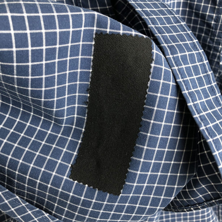 LLBean Long Sleeve Button-Down Check Shirt, Men's Size XL cotton navy blue type Vintage Second Hand