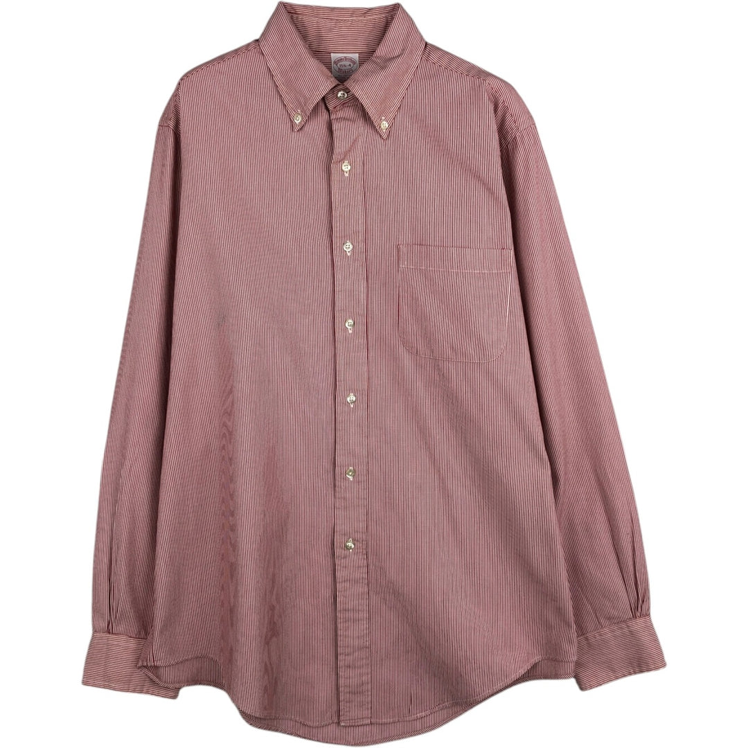 80s-90'S Brooks Brothers MAKERS Long Sleeve Button-Down Striped Shirt Made in USA Men's M Size Vintage cotton red type Vintage Second Hand