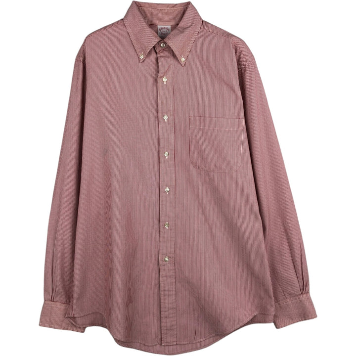 80s-90'S Brooks Brothers MAKERS Long Sleeve Button-Down Striped Shirt Made in USA Men's M Size Vintage cotton red type Vintage Second Hand