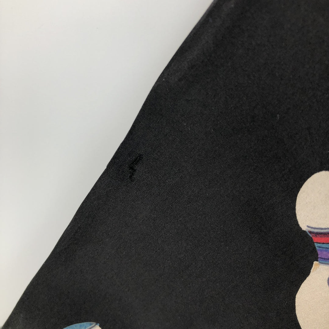 SILK CLUB All-over Bowling Pattern Open Collar Long Sleeve Silk Shirt Box Shirt Men's Size M silk black type Vintage Second Hand